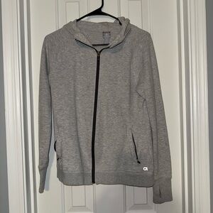 GAP Heather Gray Zip Up Hoodie with Thumb Holes